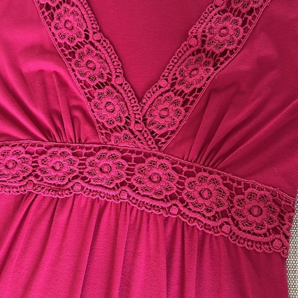 Eyeshadow Babydoll Empire Waist Crochet Trim V Neck Wrap  vintage Y2k coquette - Picture 3 of 6